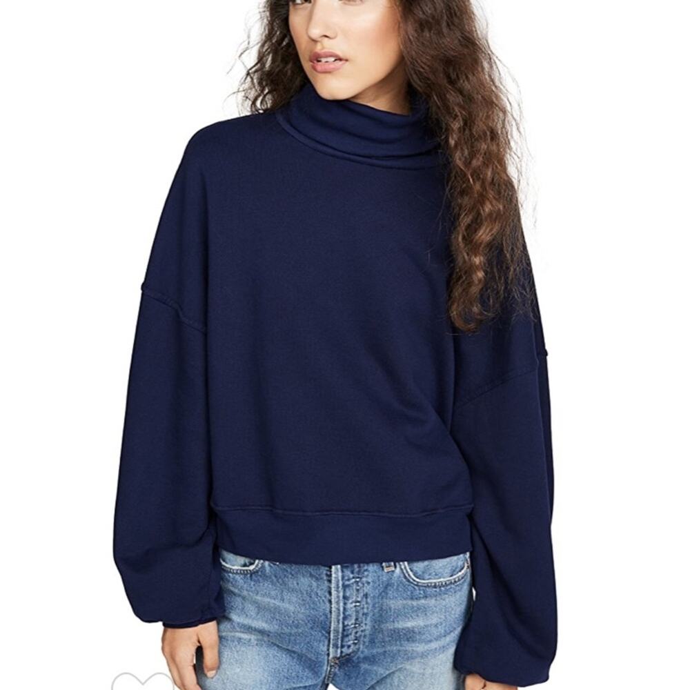 NWOT Agolde Cotton Balloon Sleeve Turtleneck Sweatshirt in Artic XS - Picture 4 of 12